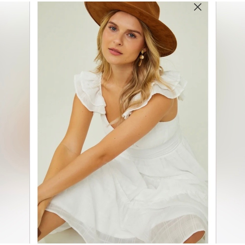 Altar'd State Ruffle Tiered Maxi Dress Women XS White Bridal Coastal cowgirl - Picture 7 of 11